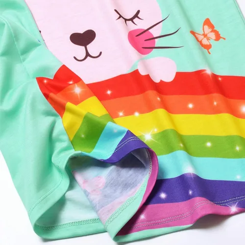 Vista 5 de Camisones para niñas, ropa de dormir suave, camisón de manga con vuelo, pijama de gatitoconejo de 4 a 13 años