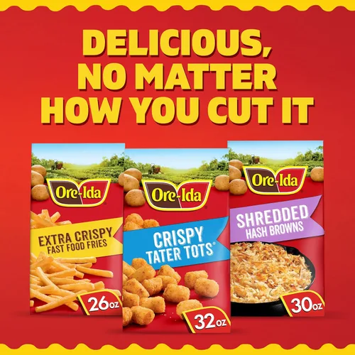 Vista 9 de Ore-Ida Crispy Tater Tots Patatas congeladas ralladas sazonadas, bolsa de 32 onzas