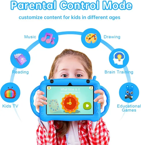 Vista 3 de Tablet de 7 pulgadas para niños de 2 a 10 años, tableta de aprendizaje educativo Android 12 con funda a prueba de golpes, 2 GB de RAM+32 GB de ROM
