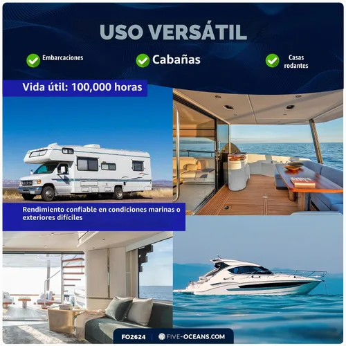 Vista 5 de Five Oceans Luz LED de cúpula interior marina de 4 pulgadas, luz redonda de cabina de barco de acero inoxidable, luz blanca diurna, interruptor