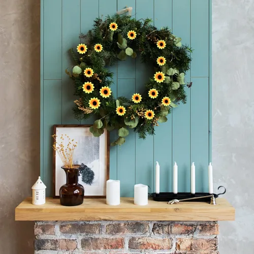 Vista 6 de Uonlytech 100 cabezas de girasol artificiales de plástico, cabezas de girasol pequeñas para decoración de pasteles de boda, fiesta en el hogar