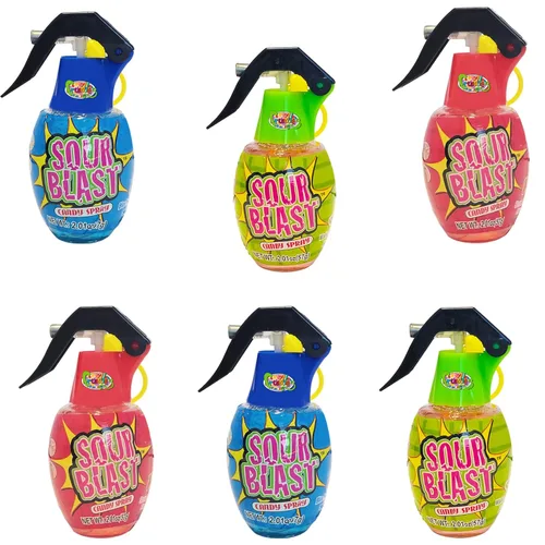 Vista 9 de The Dreidel Company El spray de caramelo viene en 3 sabores diferentes Cherry Splash Blue Raspberry Blast Sour Apple Blast, 2.01 onzas por botella