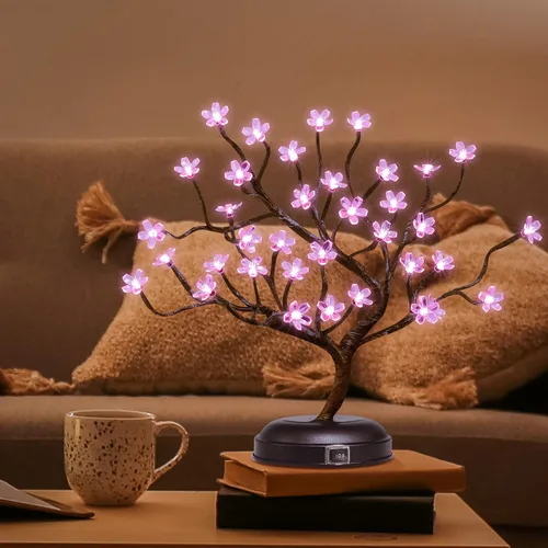 Lámpara Lightshare con forma de bonsái de cerezo en flor con 36 luces LED, de 16 pulgadas, para decoración del hogar, a batería