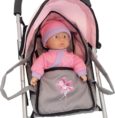 Vista 6 de Dimian Bambolina: Juego de muñeca con cochecito, incluye muñeca suave de 11.5 pulgadas (11.4 in) y cuna de transporte, juego de simulación
