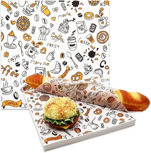 Vista 8 de 300 hojas de papel de delicatessen de 10 x 10 pulgadas, hojas de papel encerado para alimentos, papel de envoltura de sándwich resistente a