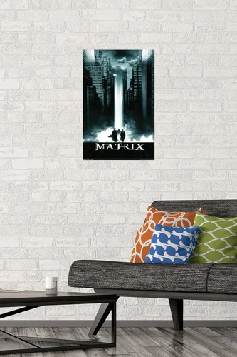 Vista 3 de Trends International The Matrix - Póster de pared de arte clave, 14.725 x 22.375 pulgadas, versión enmarcada de madera de granero Versión enmarcada