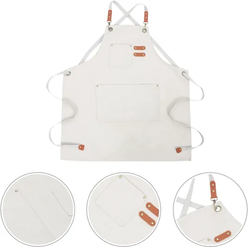 Vista 9 de Garneck Multi-pocket Kitchen Apron for Women Adjustable Waist Smock for Waitress and Cleaning Canvas Work Apron with Organized Pockets for Home and
