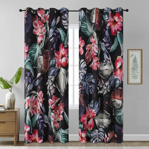 Vista 15 de Estelar Textiler Cortinas clásicas con estampado floral azul para sala de estar, cortinas de 84 pulgadas de largo, oscurecimiento de la habitación