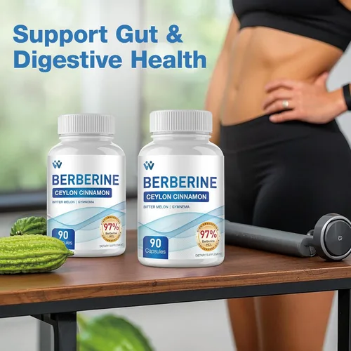 Vista 5 de Suplemento de berberina de 1500 mg – Berberina HCl 97% de pureza con suplementos de complejo de canela de Ceilán, sin OMG, vegano – 90 cápsulas