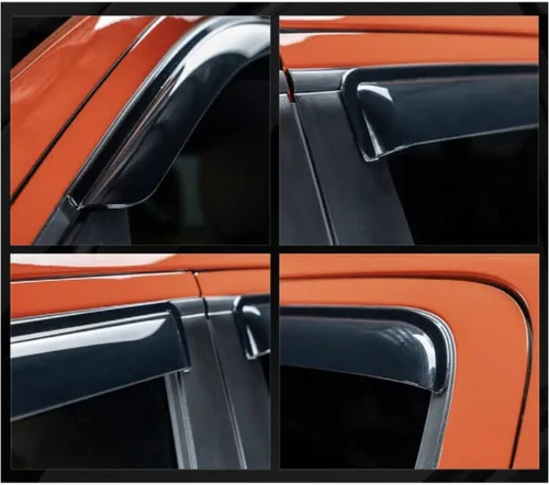 Vista 8 de 1 Pair Sun Rain Guard Window Visors Front Left Driver Right Passenger Upper Side Tape On External Window Slim Style Acrylic Smoke Tinted Set