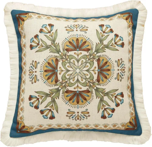 Vista 27 de patdrea Fundas de almohada de diseño floral vintage para sofá, fundas de almohada de lino marrón amarillo con patrón de pájaro y rosa, cojín