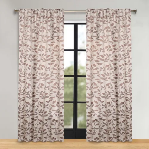 Vista 81 de Superior Cortinas opacas, oscurecimiento de la habitación para dormitorio, bloqueo solar, térmicas, cortinas bohemias modernas, colección de hojas