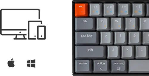 Vista 3 de Keychron Teclado mecánico inalámbrico K6 65% compacto de 68 teclas para Mac, retroiluminación blanca intercambiable en caliente, Bluetooth