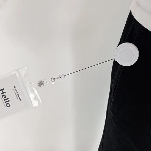 Vista 4 de Paquete de 5 carretes retráctiles para tarjetas de identificación con clip de cocodrilo giratorio, paquete a granel de insignia premium (blanco)