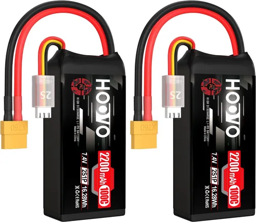 Vista 9 de HOOVO 2S Shorty Lipo Battery 2200mAh 100C 7.4V RC Lipo Batería con conector Deans para FPV Racing Drone RC Avión Helicóptero Quadcopter Car-2 Pack