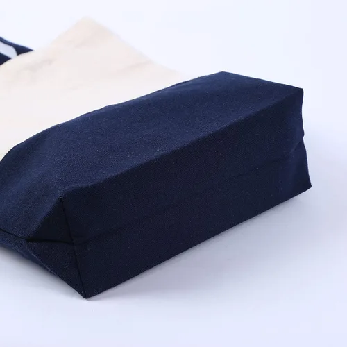 Vista 4 de Azuca Bolsa de lona de algodón resistente de 12 onzas con refuerzo inferior, bolsa de compras para la playa, 17 x 14 x 4 pulgadas, paquete de 6