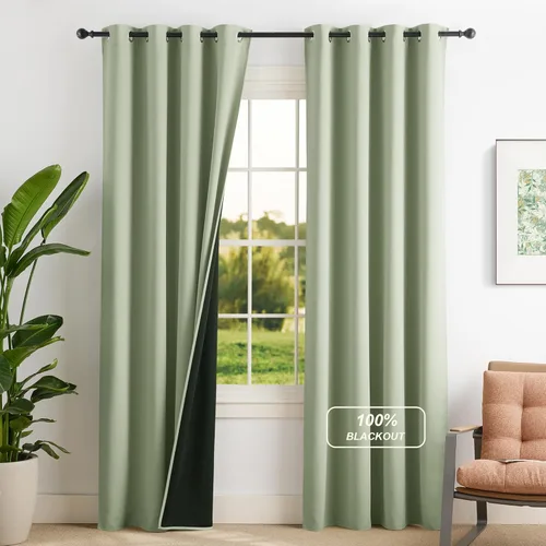 Vista 69 de NICETOWN Cortinas 100% Opacas Cortas de 36 Pulgadas de Largo para Dormitorio, Privacidad Aislamiento Térmico con Ojales Cortinas de Ventana
