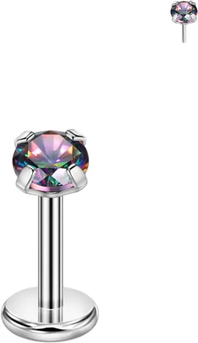 FANSING 316L Surgical Steel Threadless Push Pin Birthday Stone Labret Studs 18g