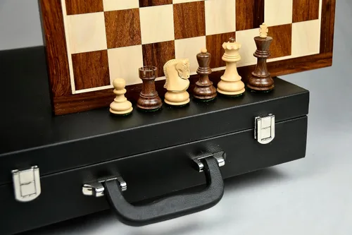 Vista 3 de The Old Russian Zagreb 3.1 inch Chess Set in Sheesham Wood with 15 inch Wooden Chessboard & Storage Box