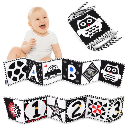 Vicloon - Juguetes para bebés en blanco y negro, libro de alto contraste Números en blanco y negro
