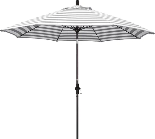 Vista 10 de California Umbrella paraguas de tela Olefin de 9 pies de fibra de vidrio de elevación basculante mercado de aluminio, paraguas con poste de bronce