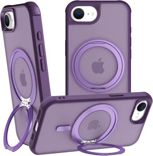 Vista 65 de Anillo giratorio magnético de 360° para iPhone 15 Plus, soporte de metal integrado y soporte de anillo, compatible con Magsafe, protección de grado