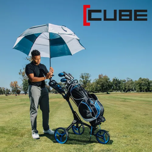 Vista 7 de CUBE CART Carrito de Golf de Empuje de 3 Ruedas Carrito de Golf Plegable Ultracompacto de Dos Pasos, Marco Ligero de 14.5 libras, Mango Ajustable