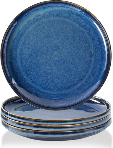 Vista 7 de Juego de platos planos de cerámica de 4 a 8 pulgadas, platos de postre, ensalada, aperitivo, almuerzo pequeño, etc. Apto para microondas, horno