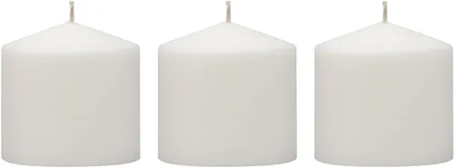 Stonebriar Paquete de 3 velas altas de 3 x 3 pulgadas, 18 horas de larga duración, sin perfume, de cera blanca