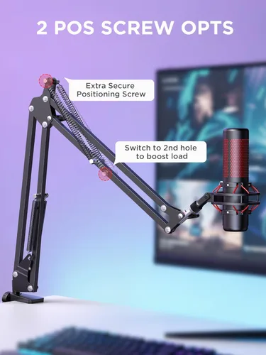 Vista 9 de InnoGear Soporte de micrófono con brazo de brazo para Blue Yeti HyperX QuadCast SoloCast Snowball Fifine Shure SM7B y otros micrófonos, brazo