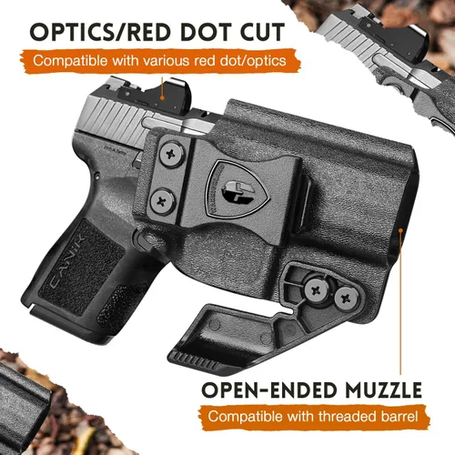 Vista 8 de WARRIORLAND IWB Funda Kydex, Diseñada Exclusiva y Únicamente para Pistola Canik Mete MC9 / MC9L Solamente, con Garra y Corte Óptico, Porta