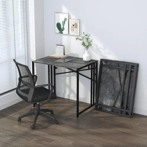 Vista 40 de Escritorio plegable de 47 pulgadas, no requiere montaje, mesa de oficina en casa, escritorio de campamento para computadora de juegos, color beige