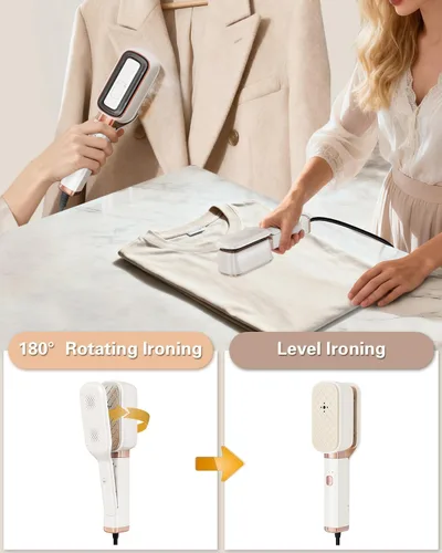 Vista 3 de Handheld Press Steamer for Clothes, 3-in-1 Mini Travel Press Iron, 180° Rotatable, 1000W 15s Fast Heat-Up, Portable Garment Wrinkle Remover for