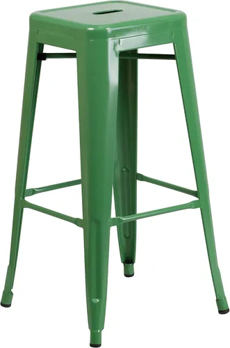 Vista 24 de Flash Furniture - Taburete de bar de metal moderno sin respaldo de 30 pulgadas, para interior/exterior, industrial, cuadrado, apilable para bares