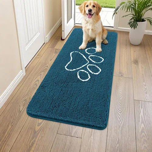 Vista 58 de Smiry Tapete para puerta de perro para patas fangosas, absorbente que atrapa la suciedad, antideslizante, de secado rápido, lavable, tapete