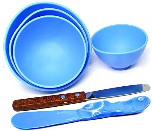 Vista 2 de BONEW 4 unids plástico dental mezcla alginato modelado tallador de goma yeso cuenco +2 espátulas de mezcla