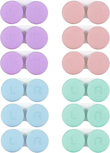 12 piezas colorido estuche de lentes de contacto portátil al aire libre mini kit de lentes de contacto mini estuche para viajes al aire libre y uso