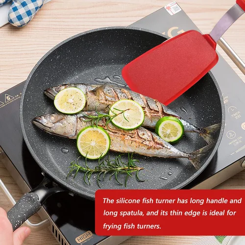 Vista 3 de Espátulas de cocina de silicona, resistentes al calor, juego de espátulas a prueba de derretimiento para utensilios de cocina antiadherentes