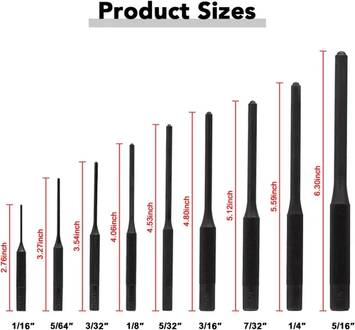 Vista 3 de Juego de 28 piezas de punzón y cincel, cónico, frío, alfiler, punzón central incluido
