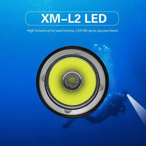 Vista 2 de 20000 lúmenes Faro de buceo LED Submarino Luces de buceo Luz de buceo Impermeable Subacuática Lámpara de cabeza de seguridad estroboscópica Faro