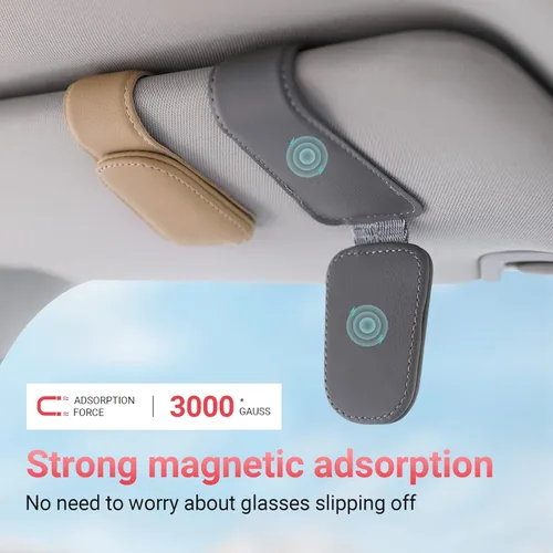 Vista 5 de KanSmart Soporte para lentes de sol para visera de automóvil, clip magnético de cuero para gafas, accesorios interiores de automóvil, universal