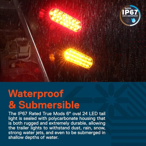 Vista 4 de Faro trasero redondo de 6 pulgadas con 24 luces LED de luz blanca clara, para reversa de camiones, con Certificado DOT, arandela y enchufe incluidos