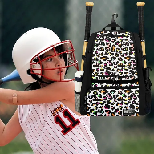 Vista 3 de Bolsa de béisbol juvenil con compartimento ventilado para zapatos, bolsa de bate de sóftbol para guantes de bateo, casco, equipo de teeball
