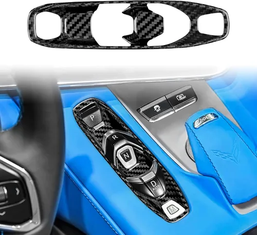 Vista 12 de Cubierta de fibra de carbono, para botón de palanca de cambios de automóvil, para consola central C8, decoración para Chevrolet Corvette C8 2020