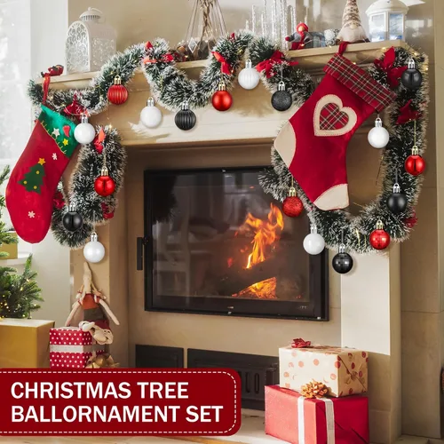 Vista 5 de Shappy 216 piezas de mini adornos de bola de Navidad de 1.18 pulgadas, decoraciones pequeñas para árbol de Navidad, 6 estilos, bolas de Navidad