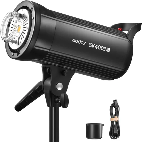 Vista 10 de Godox SK400IIV - Flash estroboscópico profesional de 800 W, kit de 2 unidades de 5700 ± 200 K con reflector estándar, BD-04, caja de luz, paraguas