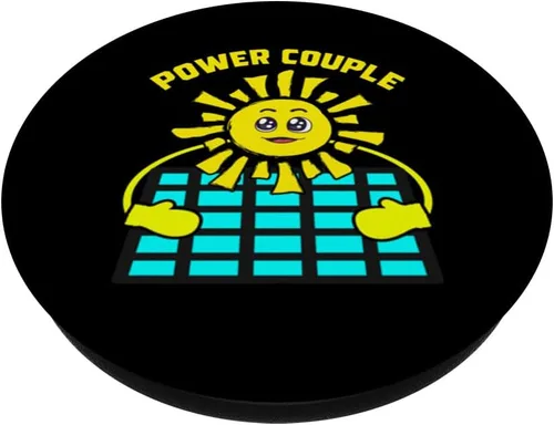 Vista 2 de Power Couple Sun and Solar Panel Energy PopSockets Adhesive PopGrip