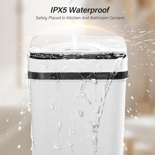 Vista 5 de Bote de basura automático para baño, recargable, sin contacto, con sensor de movimiento, pequeño, delgado, con tapa, bote de basura eléctrico