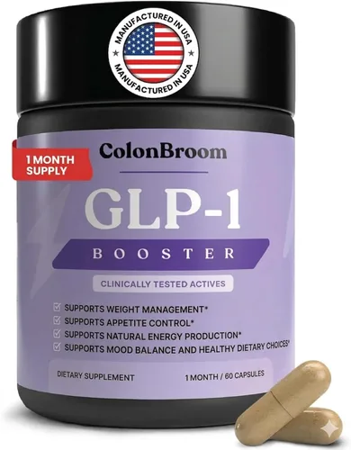 ColonBroom GLP-1 Suplemento de control de peso para mujeres y hombres, GLP1 apoya el control del apetito, la energía y el equilibrio del estado de