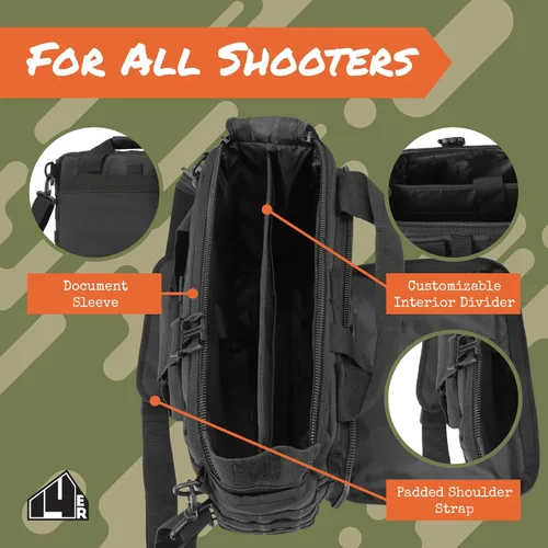 Vista 8 de Bolsa de campo de armas Bolsa de pistola personalizada, bolsas de rango de armas para pistolas y munición Bolsa de disparo, bolsa de munición